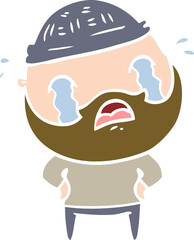 flat color style cartoon bearded man crying