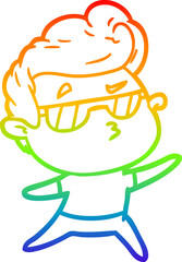 rainbow gradient line drawing cartoon cool guy