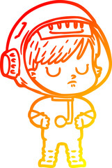 warm gradient line drawing cartoon astronaut woman
