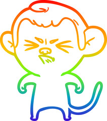 rainbow gradient line drawing cartoon annoyed monkey