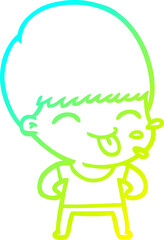 cold gradient line drawing funny cartoon boy