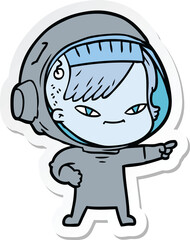 sticker of a cartoon astronaut woman