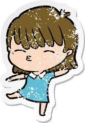 distressed sticker of a cartoon woman