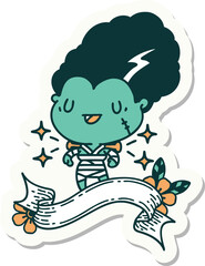 sticker of tattoo style undead zombie bride character