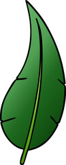 gradient cartoon doodle of a green long leaf
