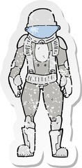 Fototapeta na wymiar retro distressed sticker of a cartoon astronaut