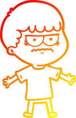 warm gradient line drawing cartoon angry man