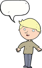 cartoon happy man with speech bubble