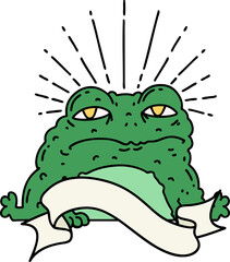 banner with tattoo style toad character