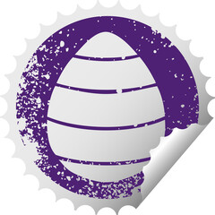 quirky distressed circular peeling sticker symbol easter egg