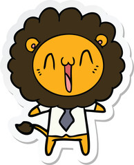sticker of a happy cartoon lion