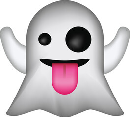 Ghost social media chat emoticon. Cute emoji.