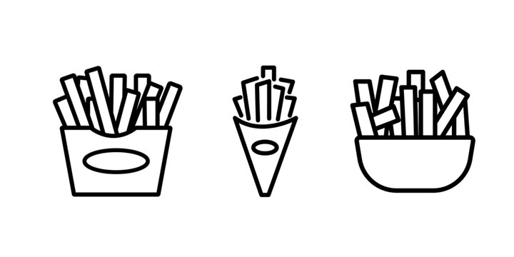 French fries cone line icon. linear style sign for mobile concept and web design. Potato chips snack outline vector icon. Symbol, logo illustration. Vector graphics