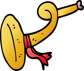 cartoon doodle curled horn instrument