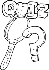 black and white cartoon quiz symbol