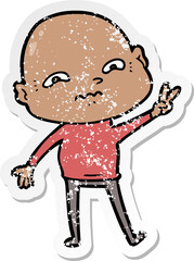 distressed sticker of a cartoon nervous man