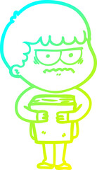 Fototapeta premium cold gradient line drawing cartoon annoyed man