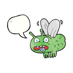 speech bubble textured cartoon fly