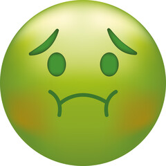 Holding back vomit emoji. Green emoticon face, disgust - obrazy, fototapety, plakaty
