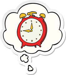 cartoon alarm clock and thought bubble as a printed sticker