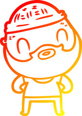 warm gradient line drawing cartoon bearded man