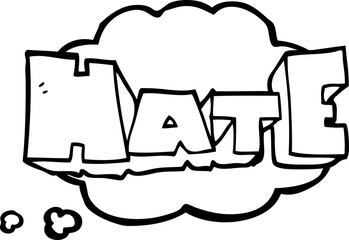 thought bubble cartoon word Hate