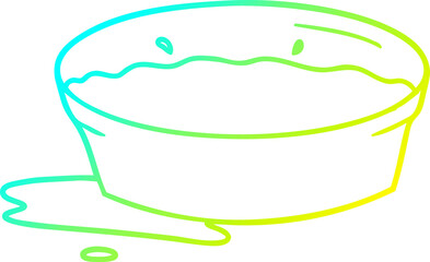 cold gradient line drawing cartoon dog water bowl