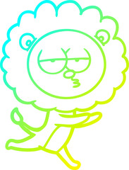 cold gradient line drawing cartoon running lion