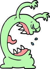 hand drawn doodle style cartoon monster