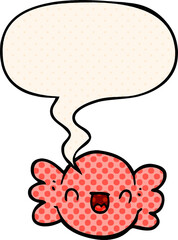 cartoon wrapped candy and speech bubble in comic book style