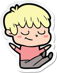 sticker of a cartoon happy boy