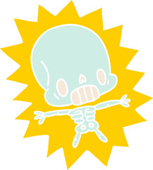 cartoon kawaii electrocuted skeleton