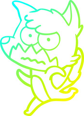cold gradient line drawing cartoon annoyed fox