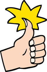 hand drawn doodle style cartoon thumbs up symbol