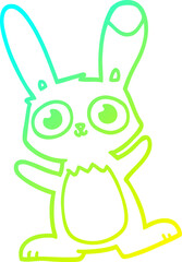 cold gradient line drawing cute cartoon rabbit