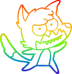 rainbow gradient line drawing cartoon grinning fox