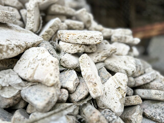 Pebbles, a pile of construction pebbles close up