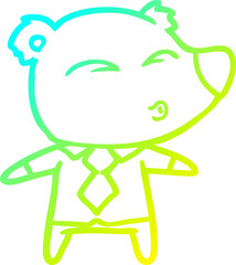 cold gradient line drawing cartoon whistling bear boss