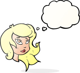 thought bubble cartoon female face