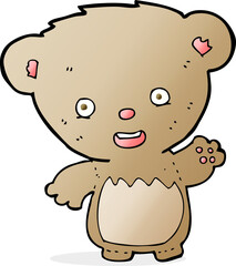 cartoon teddy bear waving