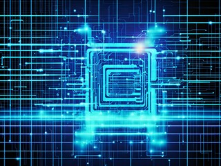 abstract technology blue background with growing lines. Abstract technology design with neon colors and grid lines. Representing chips, ai, machine learning, gpu, cpu, computer, internet, cloud, gpt 