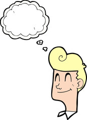 thought bubble cartoon smiling man