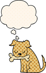 cartoon dog and thought bubble in comic book style