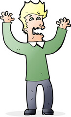 cartoon terrified man