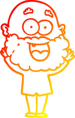 warm gradient line drawing cartoon crazy happy man with beard