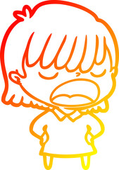 warm gradient line drawing cartoon woman talking loudly