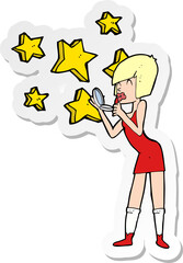 sticker of a cartoon woman applying lipstick