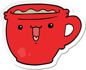 sticker of a cute cartoon coffee cup