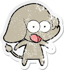 distressed sticker of a cute cartoon elephant