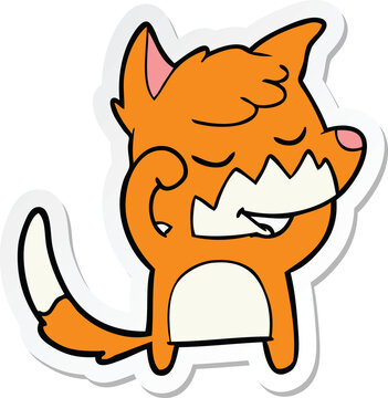 sticker of a friendly cartoon fox waking up